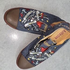 Kitson Men's Tattoo Art Slip-On Sneakers - Navy and Brown